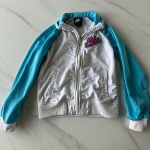 Nike Kids White and Teal Hoodie